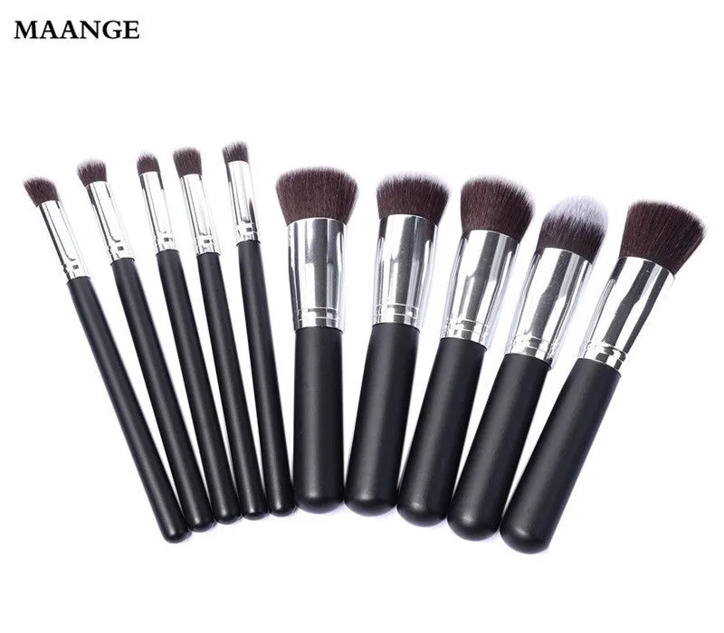 10PCS MAANGE rose gold makeup brushes maquiagem hair eyebrow foundation brush pen cosmetics make up brushes Professional