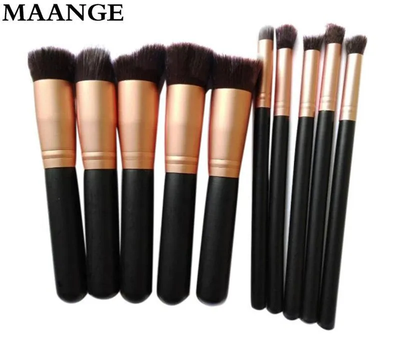 10pcs MAANGE Rose gold Makeup Brushes professional maquiagem cleaner foundation brush pen eyebrow make up brush cosmetics