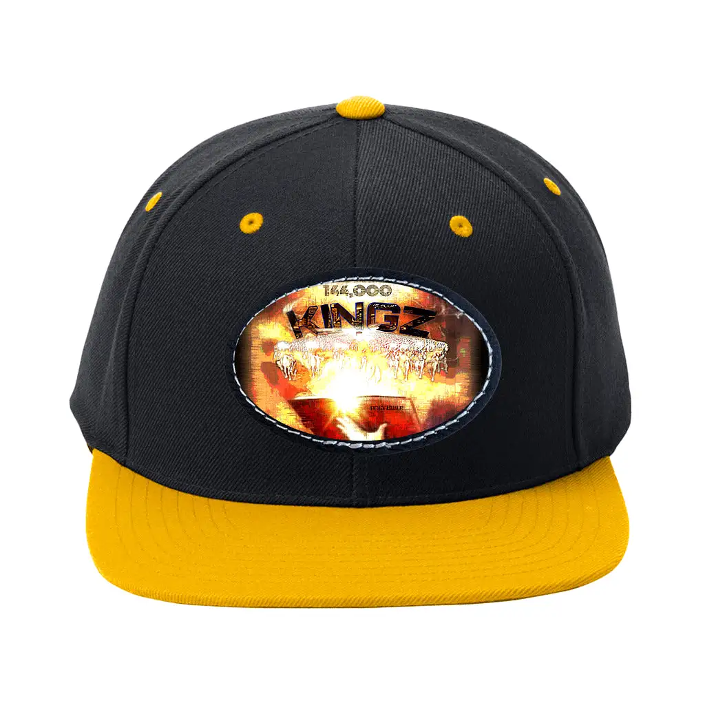 144,000 KINGZ 01-01 Designer Sport-Tek Yupoong Flat Brim Baseball Cap with Oval Leather Patch (5 colors)