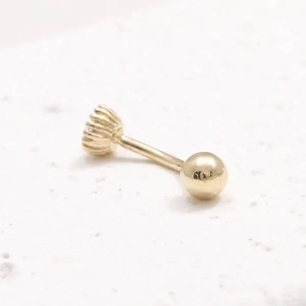 18K 14K Solid Gold Cz or Diamond Snug Rook Eyebrow Navel Daith Banana Curved Earring Barbell Piercing