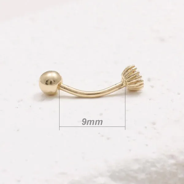 18K 14K Solid Gold Cz or Diamond Snug Rook Eyebrow Navel Daith Banana Curved Earring Barbell Piercing