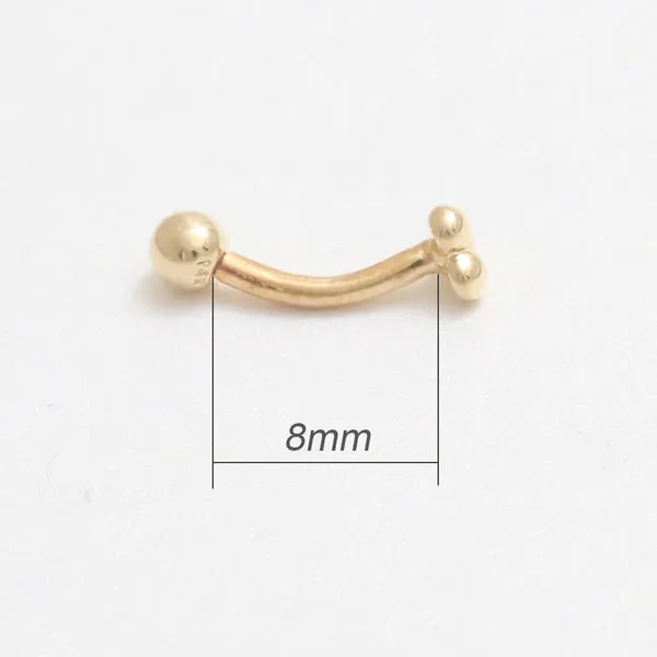 18K 14K Solid Gold Snug Rook Eyebrow Navel Daith Banana Curved Earring Barbell Piercing