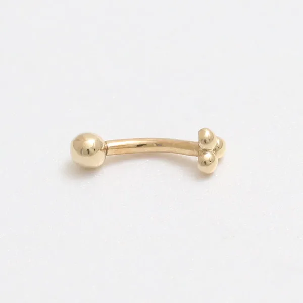 18K 14K Solid Gold Snug Rook Eyebrow Navel Daith Banana Curved Earring Barbell Piercing