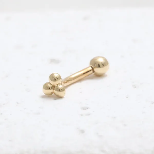 18K 14K Solid Gold Snug Rook Eyebrow Navel Daith Banana Curved Earring Barbell Piercing