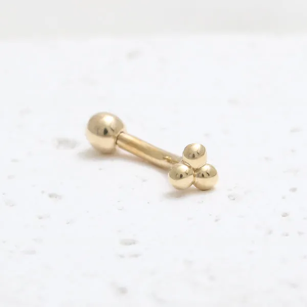 18K 14K Solid Gold Snug Rook Eyebrow Navel Daith Banana Curved Earring Barbell Piercing