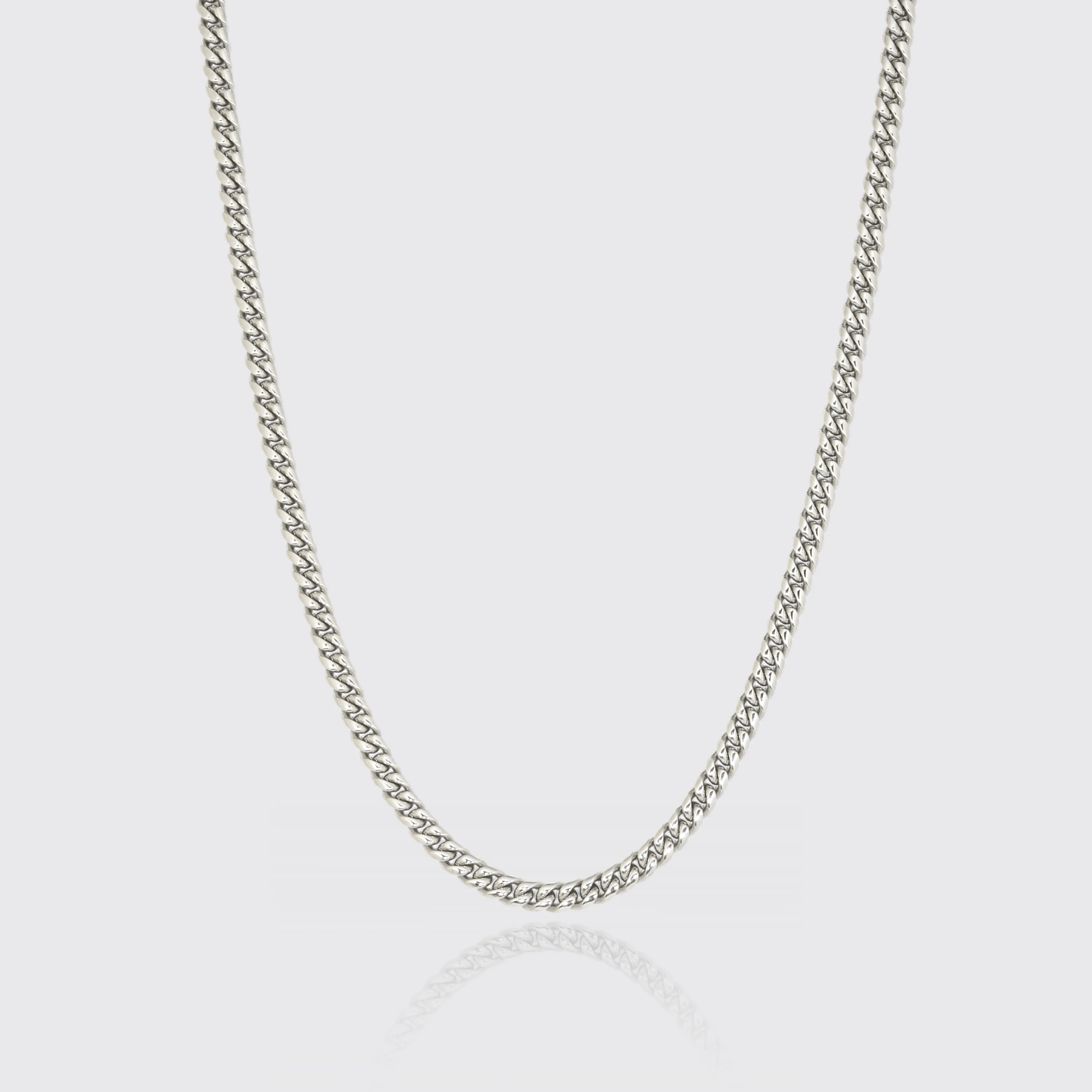 6mm Cuban Chain - White Gold