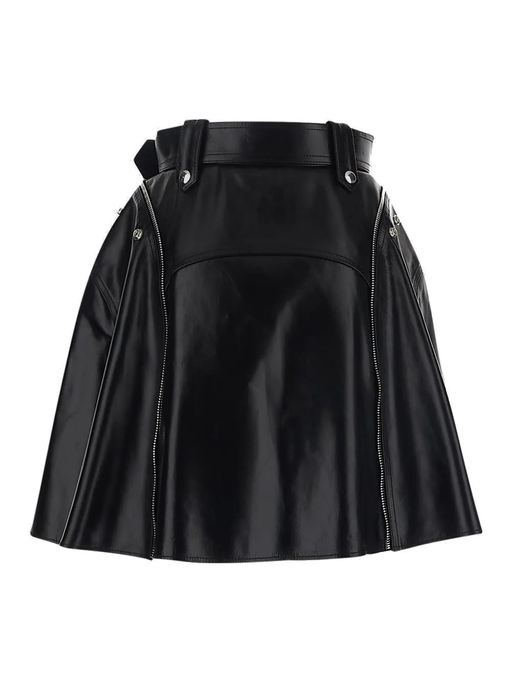 Alexander McQueen Zipped Leather Mini Skirt