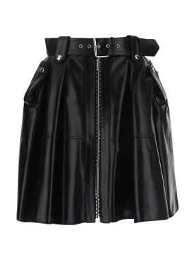 Alexander McQueen Zipped Leather Mini Skirt