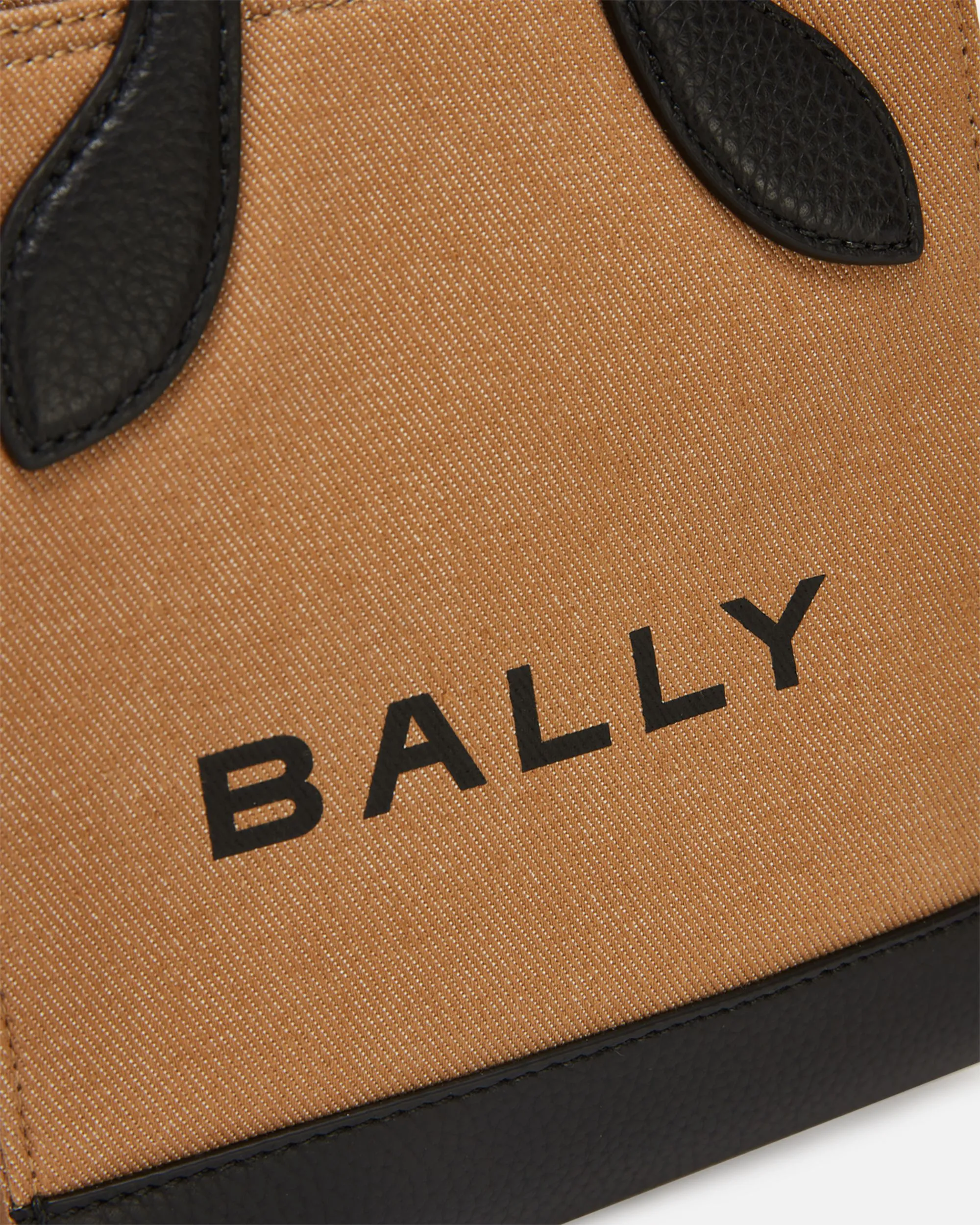 Bar Mini Tote Bag In Beige And Black Canvas And Leather 