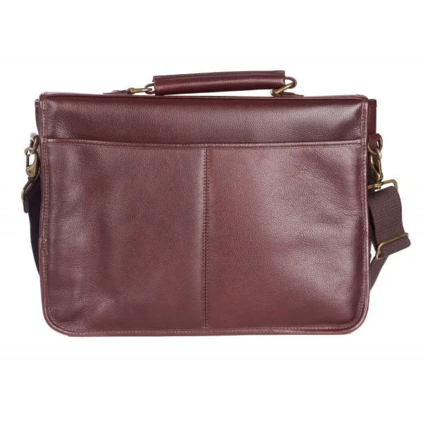 Barbour Leather Briefcase in Dark Brown