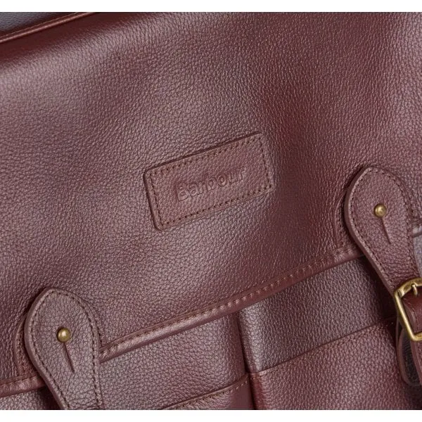 Barbour Leather Briefcase in Dark Brown