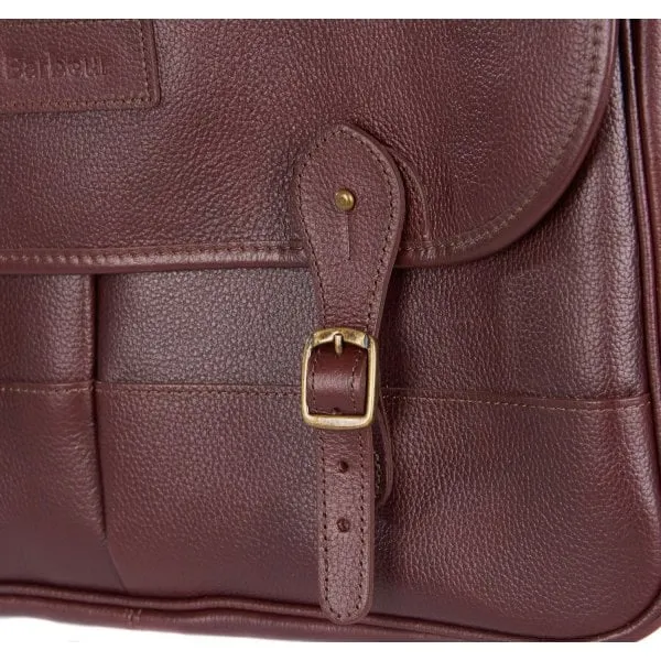 Barbour Leather Briefcase in Dark Brown