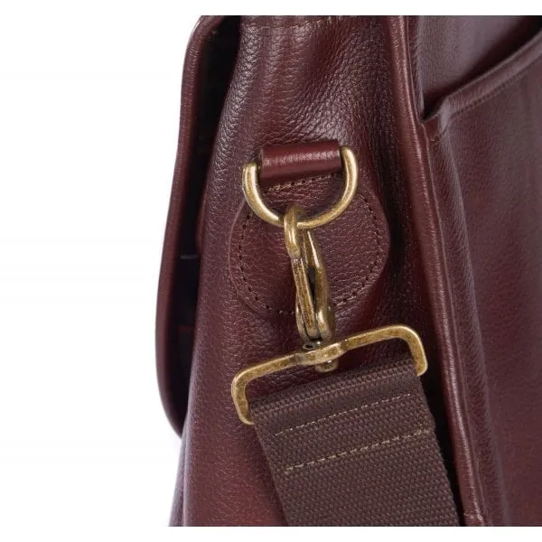 Barbour Leather Briefcase in Dark Brown