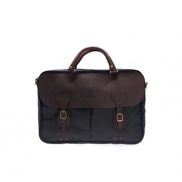 Barbour Mens Wax Leather Briefcase in Navy