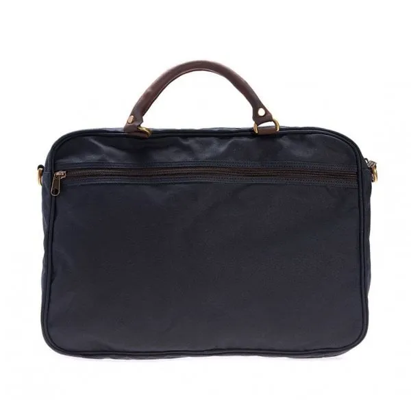 Barbour Mens Wax Leather Briefcase in Navy