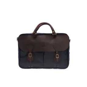 Barbour Mens Wax Leather Briefcase in Navy