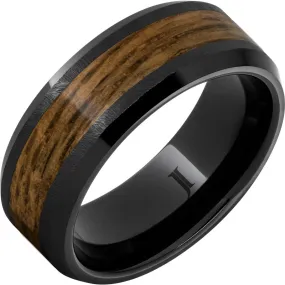 Barrel Aged Black Diamond Ceramic Ring with Bourbon Barrel Inlay