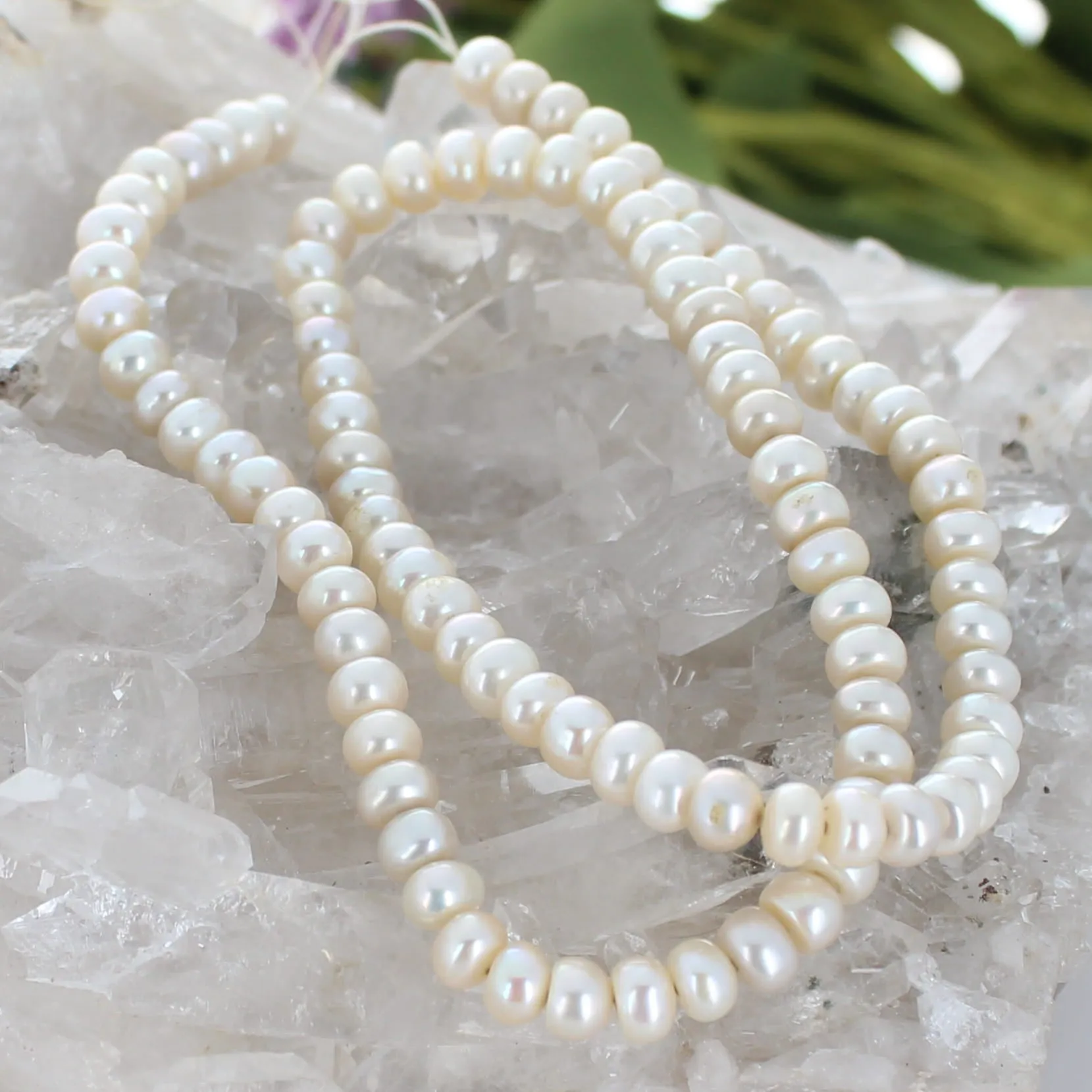 Beautiful 5.5mm Cream Rondelle Pearls 15