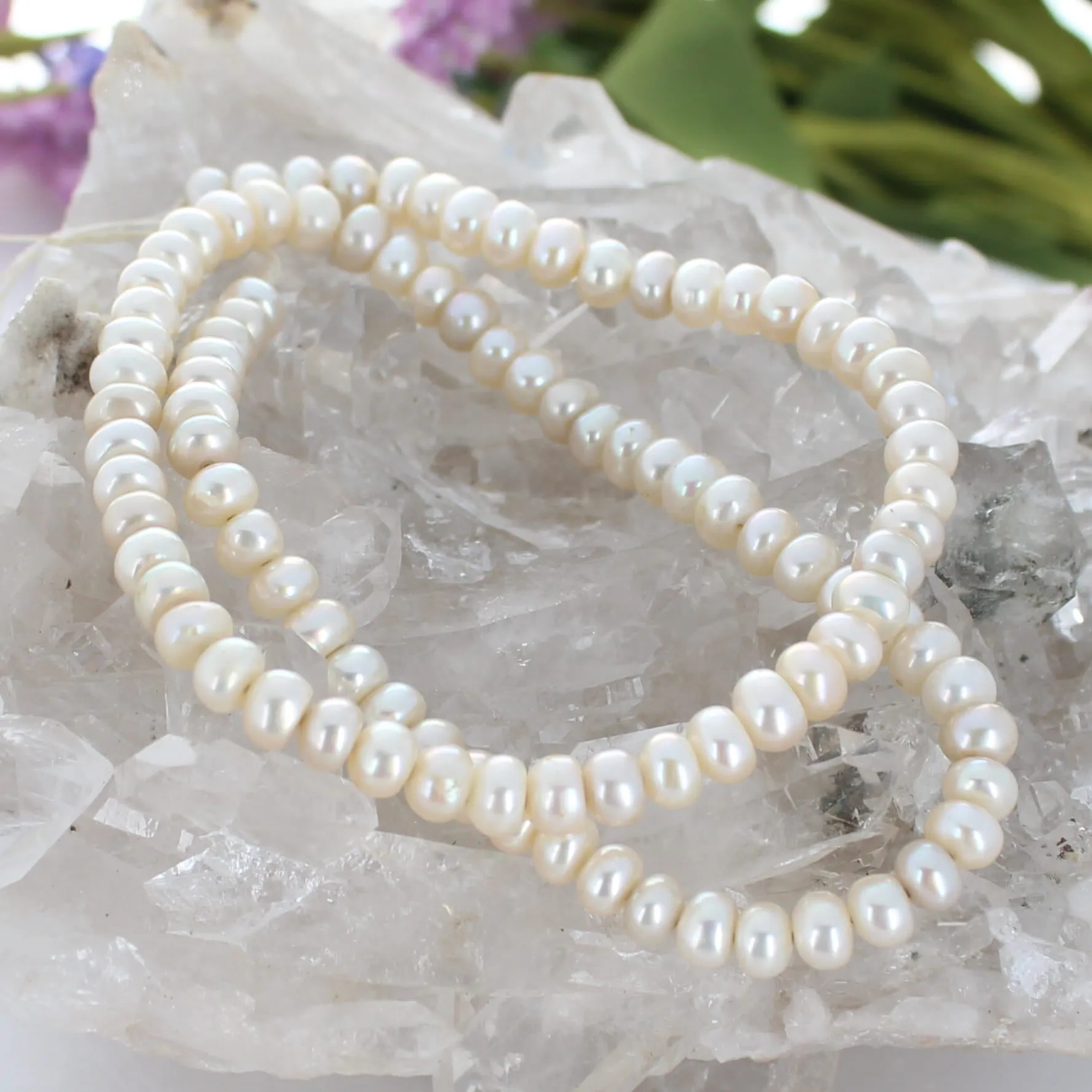 Beautiful 5.5mm Cream Rondelle Pearls 15