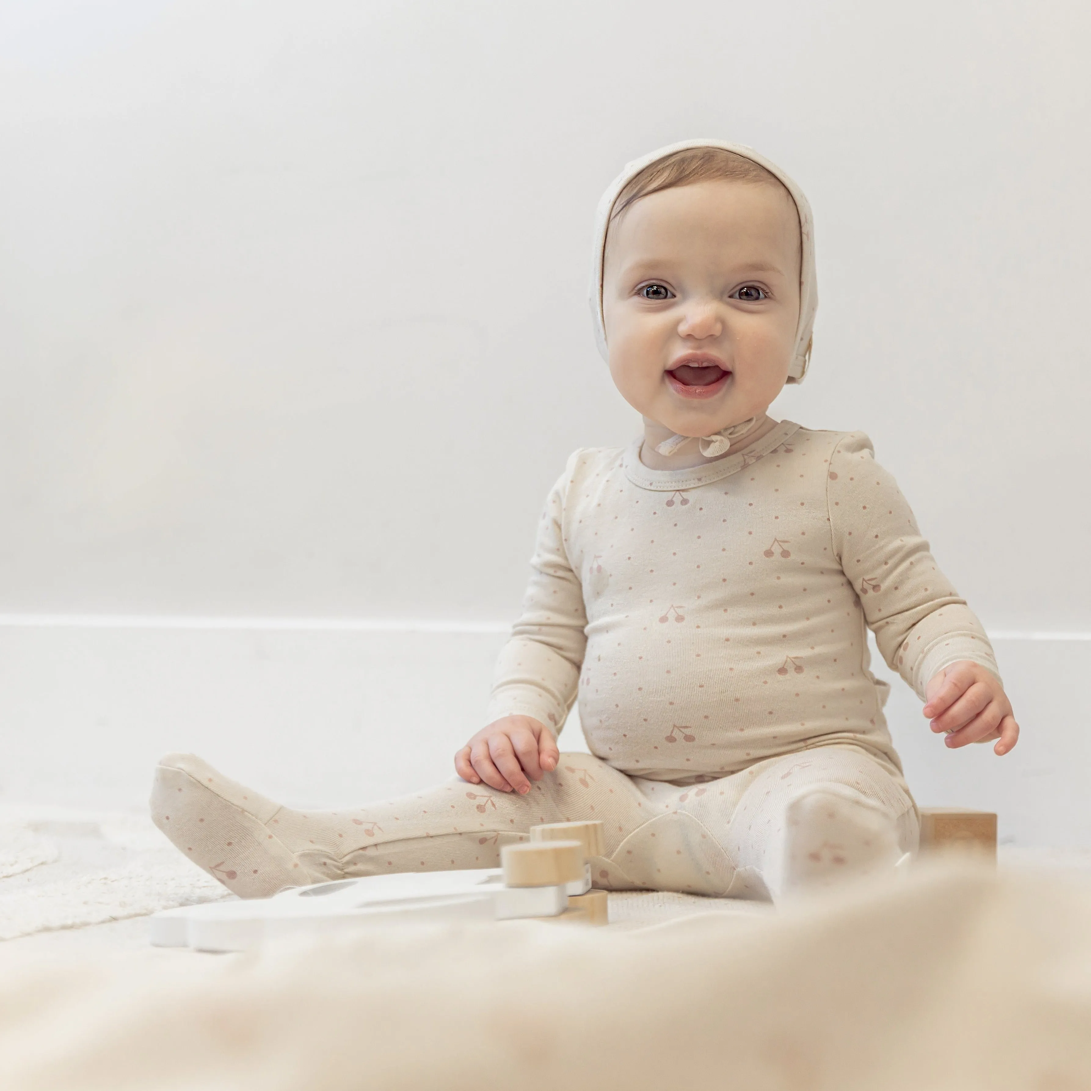 Bebe Bella Dark Almond/Blush Dotted Cherry Layette Set