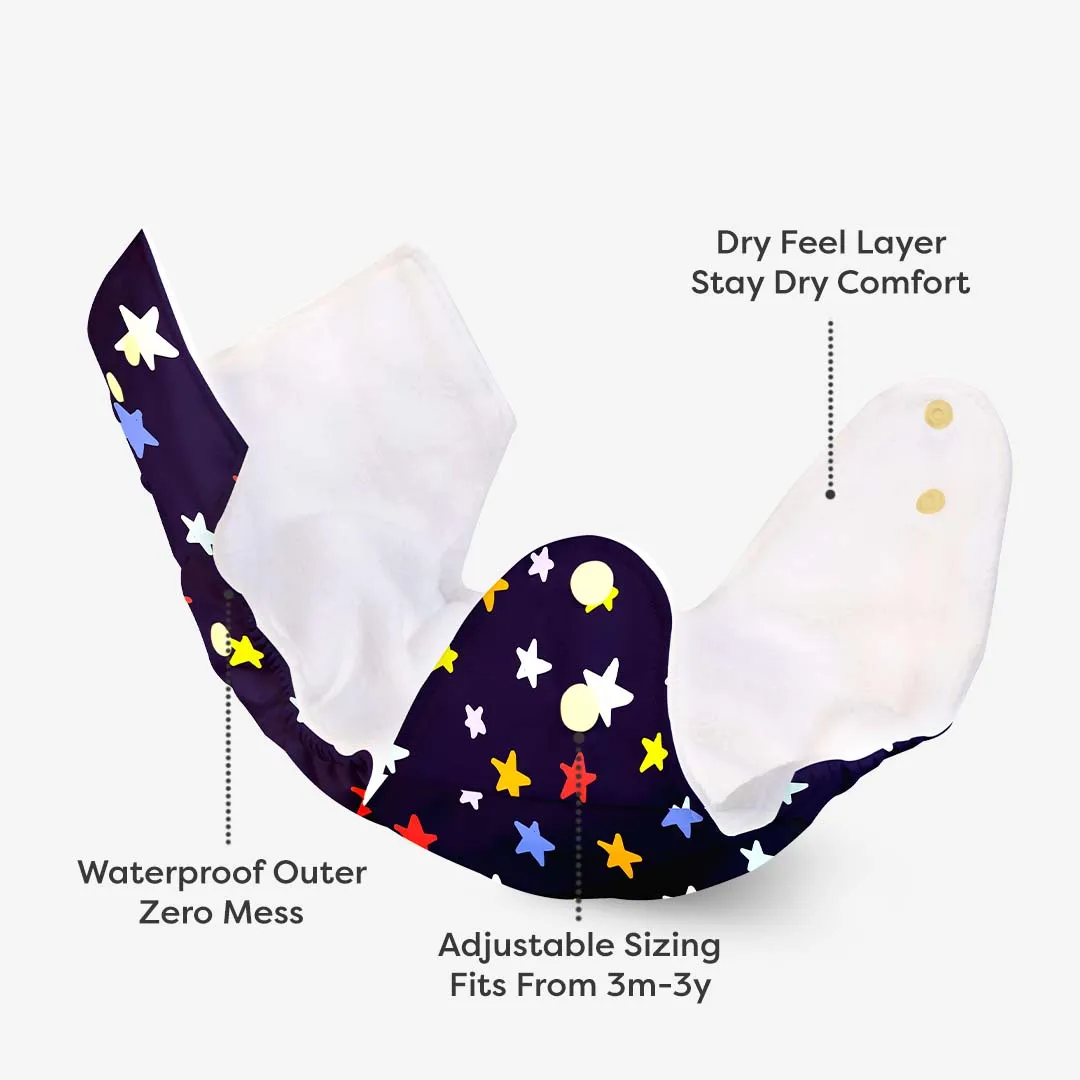 Bluestar - BASIC Cloth Diaper, New & Improved with EasySnap & Quick Dry UltraThin Pad