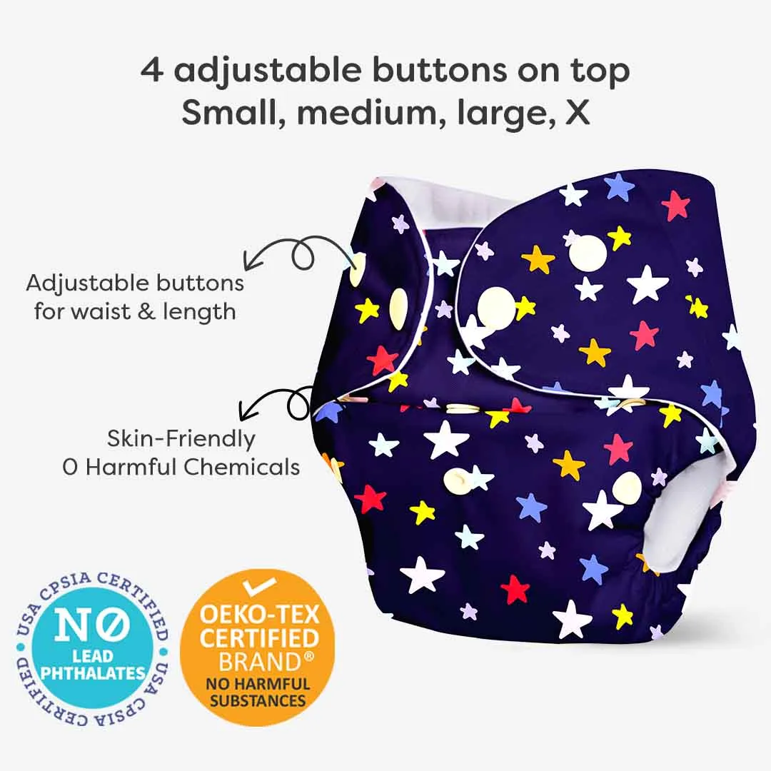 Bluestar - BASIC Cloth Diaper, New & Improved with EasySnap & Quick Dry UltraThin Pad