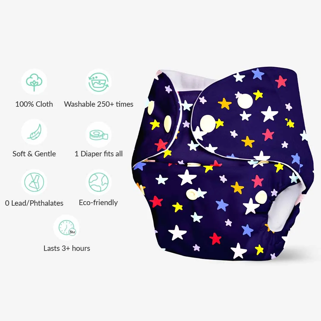 Bluestar - BASIC Cloth Diaper, New & Improved with EasySnap & Quick Dry UltraThin Pad