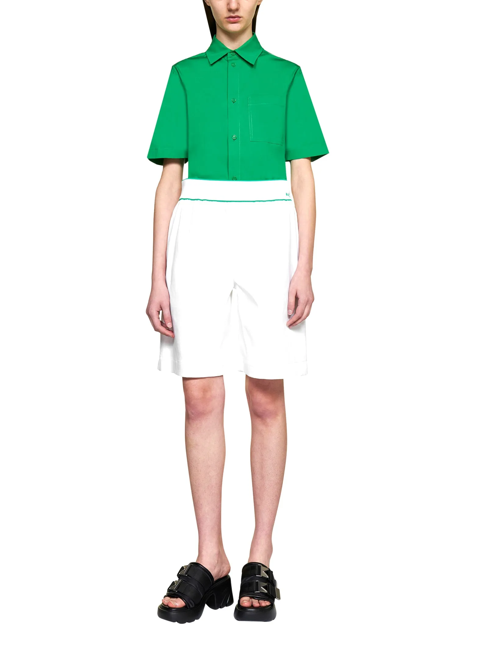 Bottega Veneta Contrast Stitched Logo Embroidered Shorts