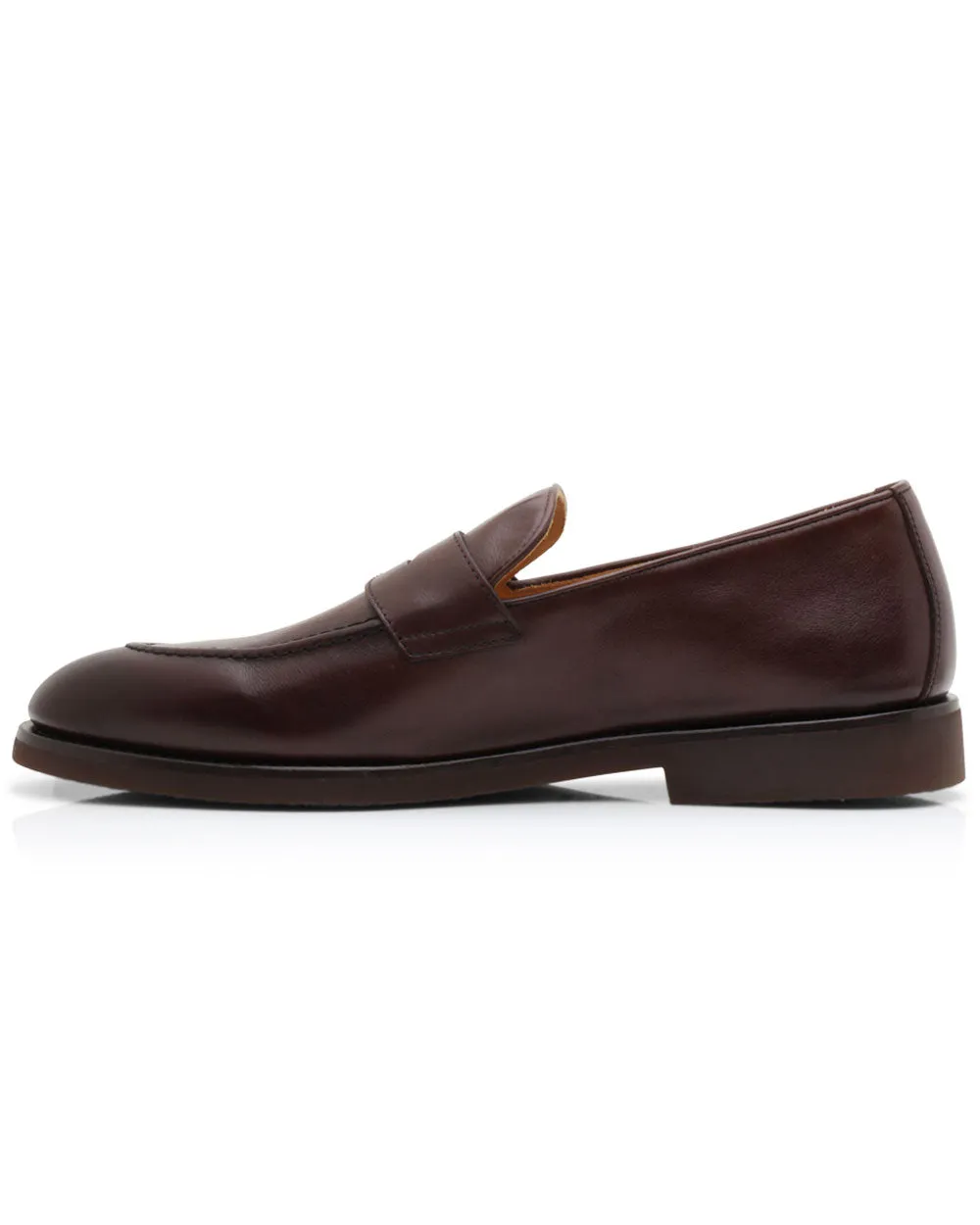 Buffed Calfskin Penny Loafer in Brown