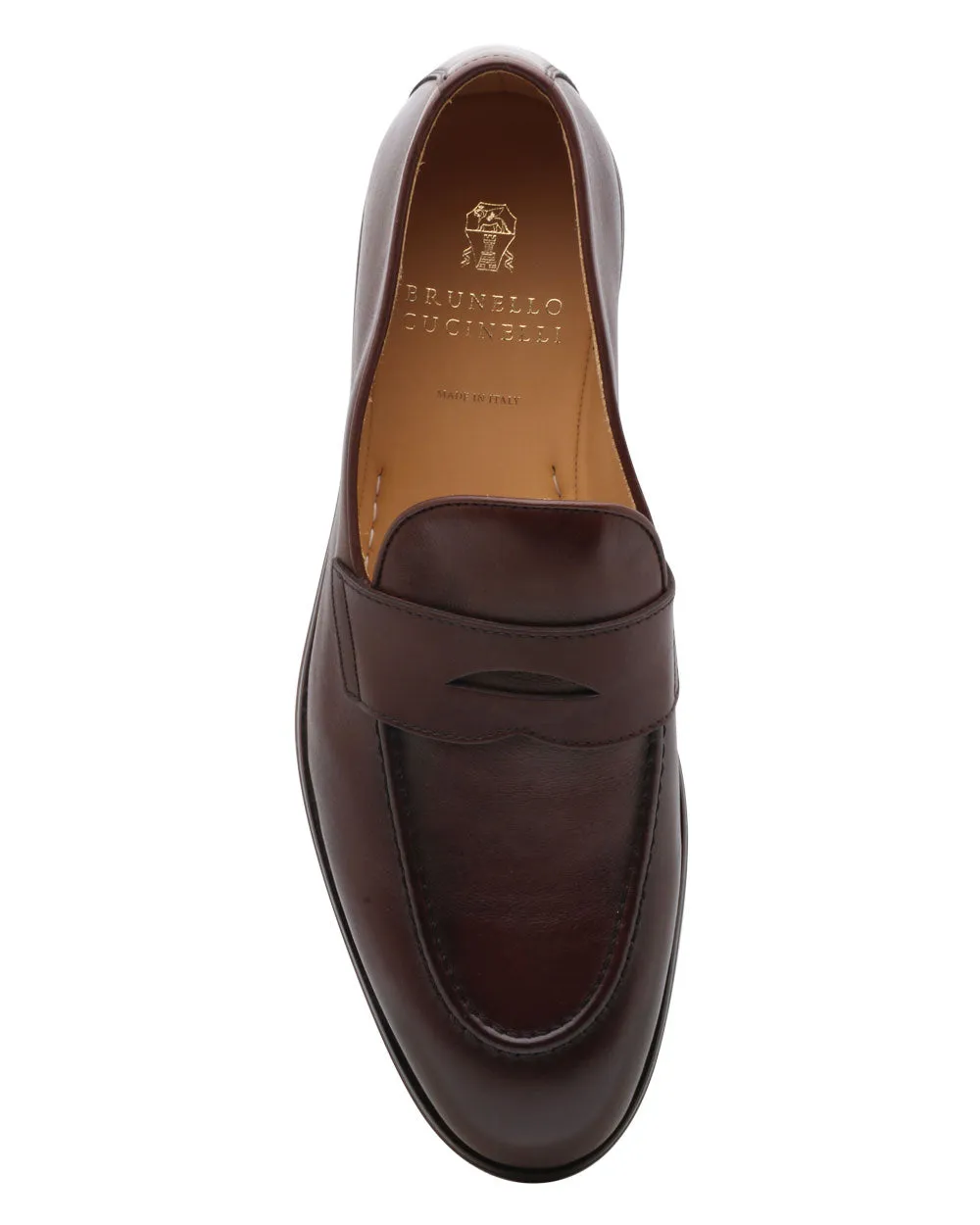 Buffed Calfskin Penny Loafer in Brown