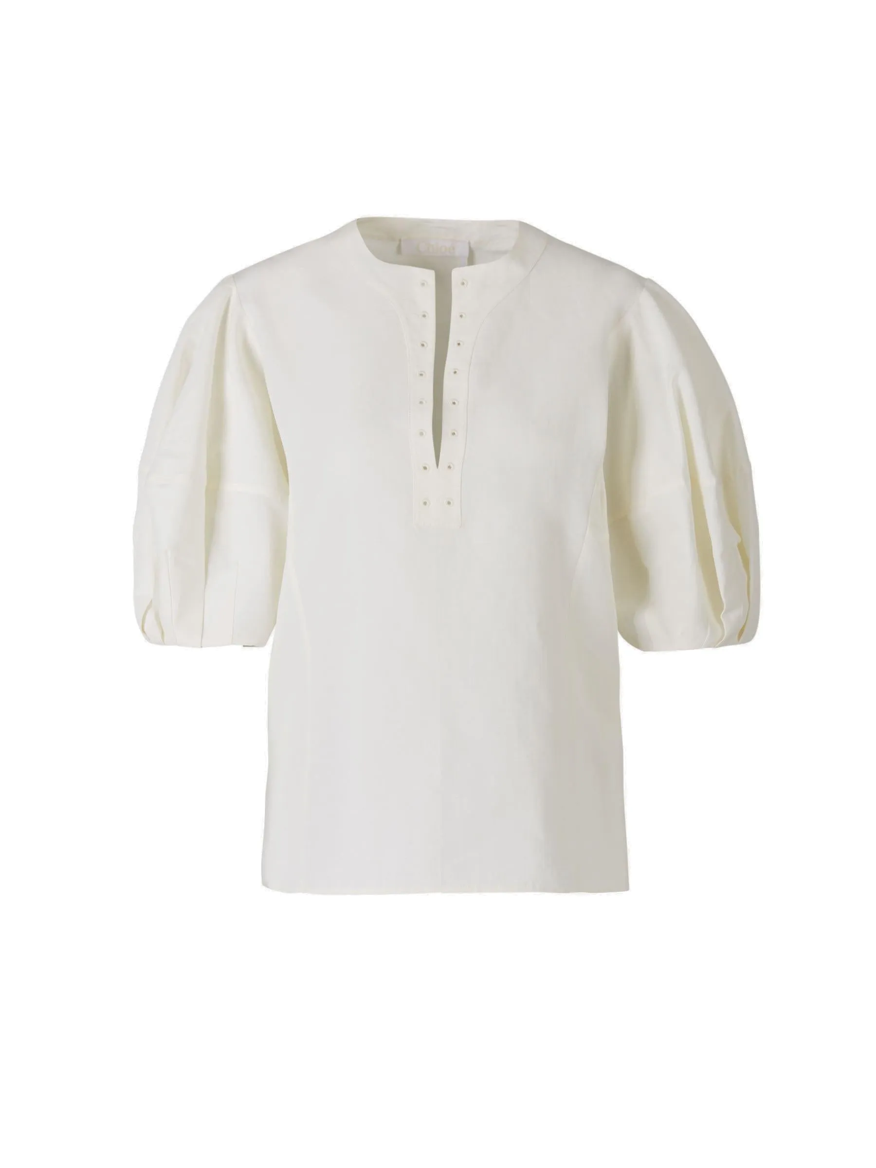 Chloé Puff-Sleeved V-Neck Blouse