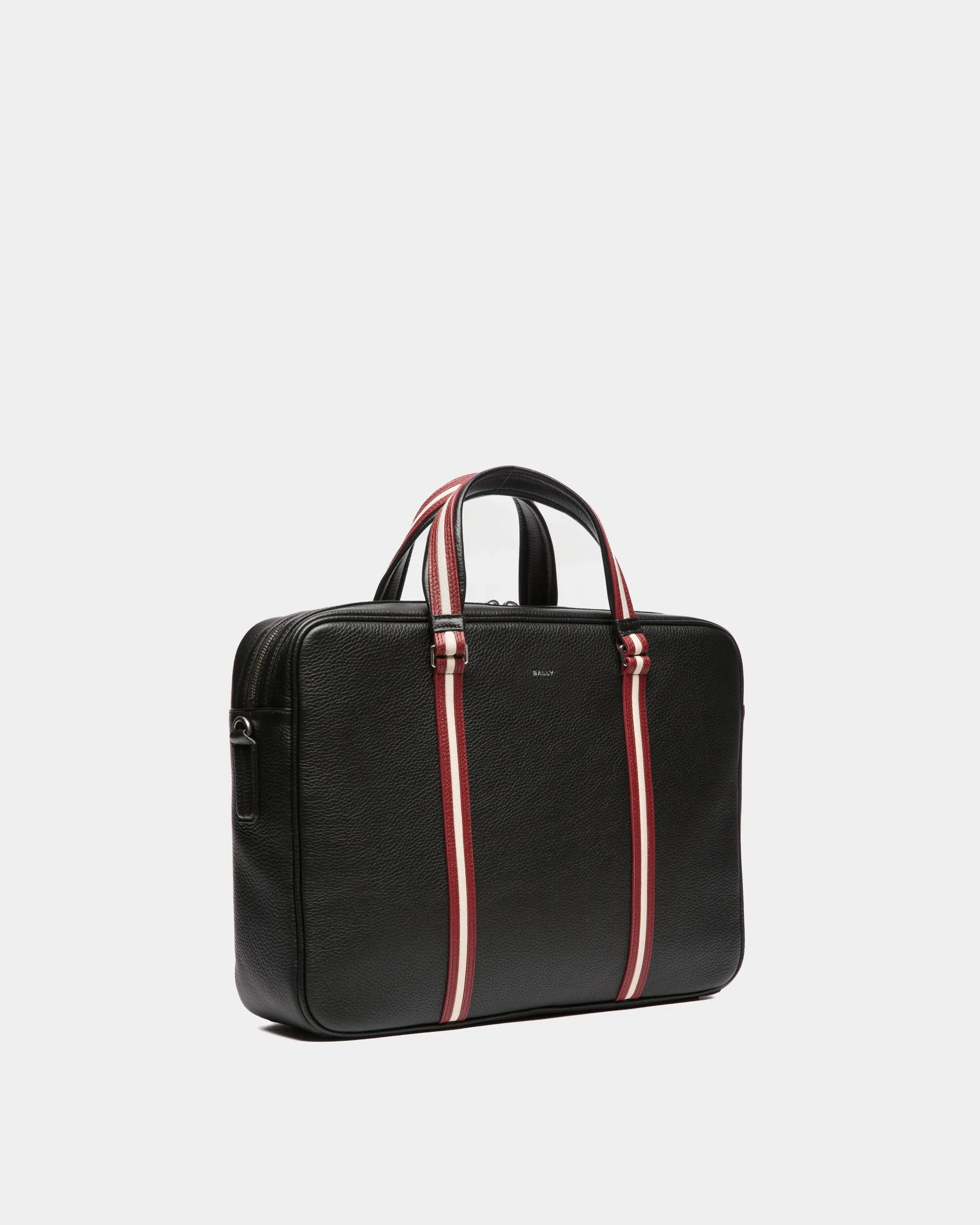 Code Briefcase In Black Grained Leather 