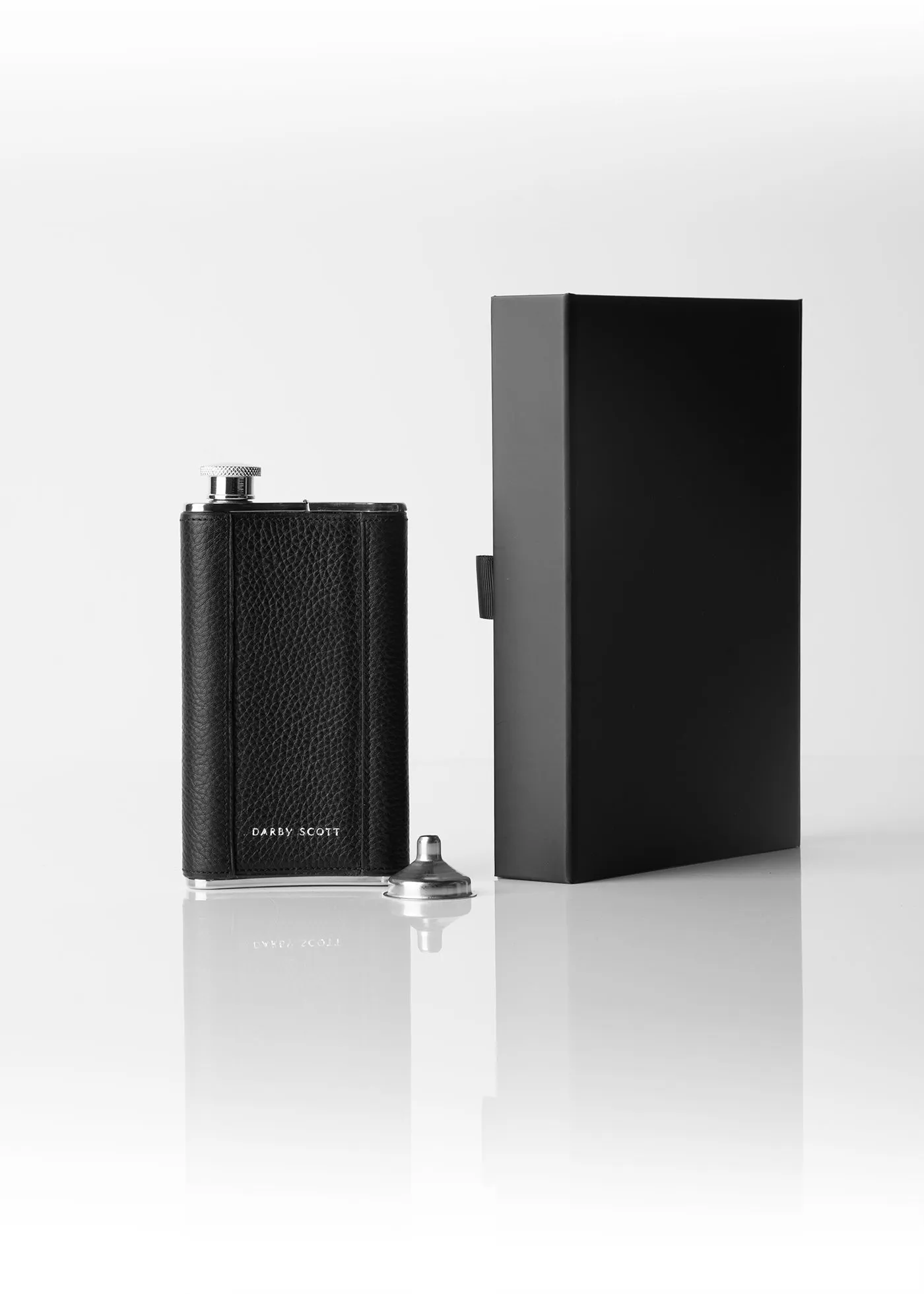 Combination Flask, 4 Oz, Black Leather