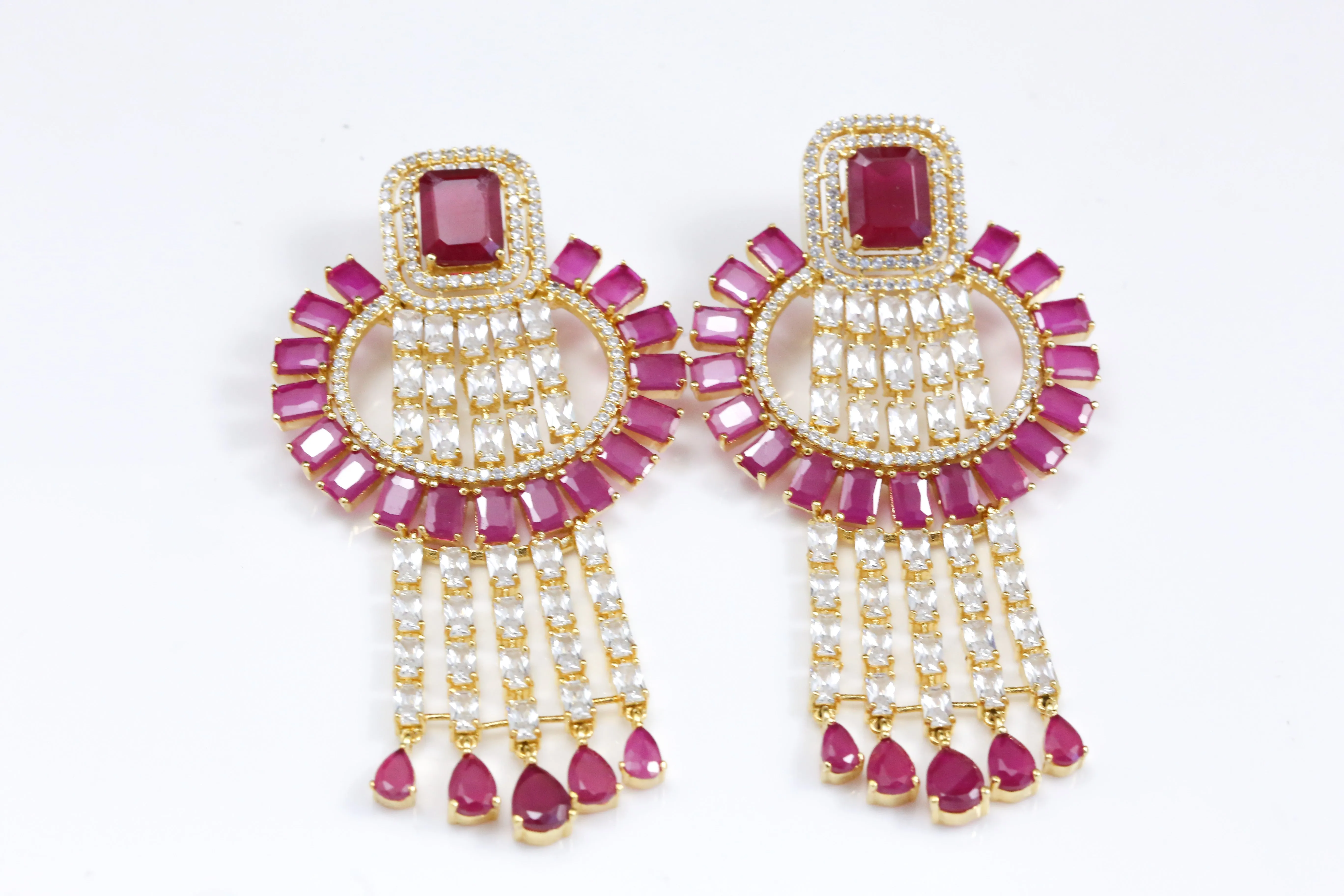 Designer Ruby Chandbaali Earrings