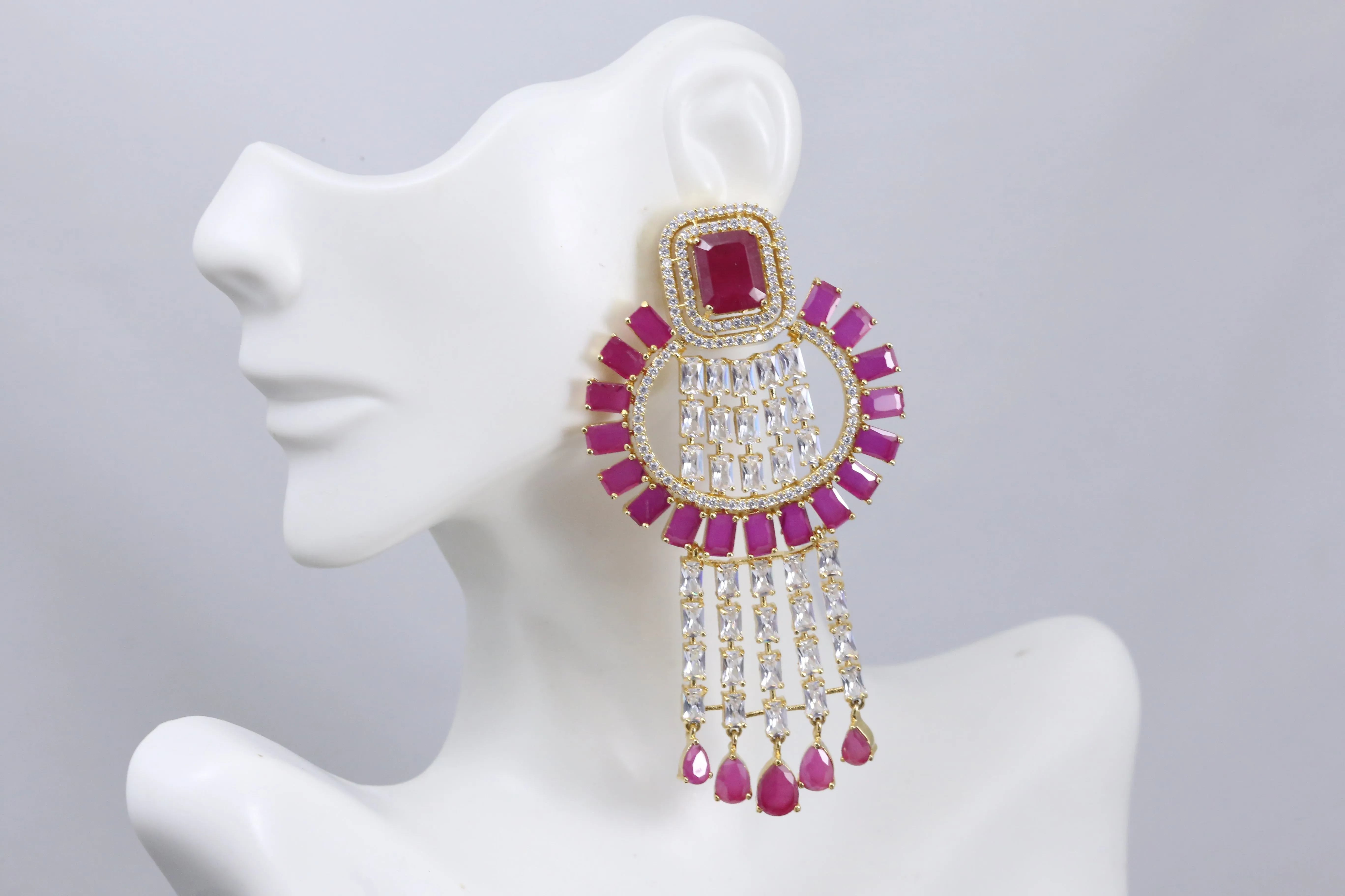 Designer Ruby Chandbaali Earrings