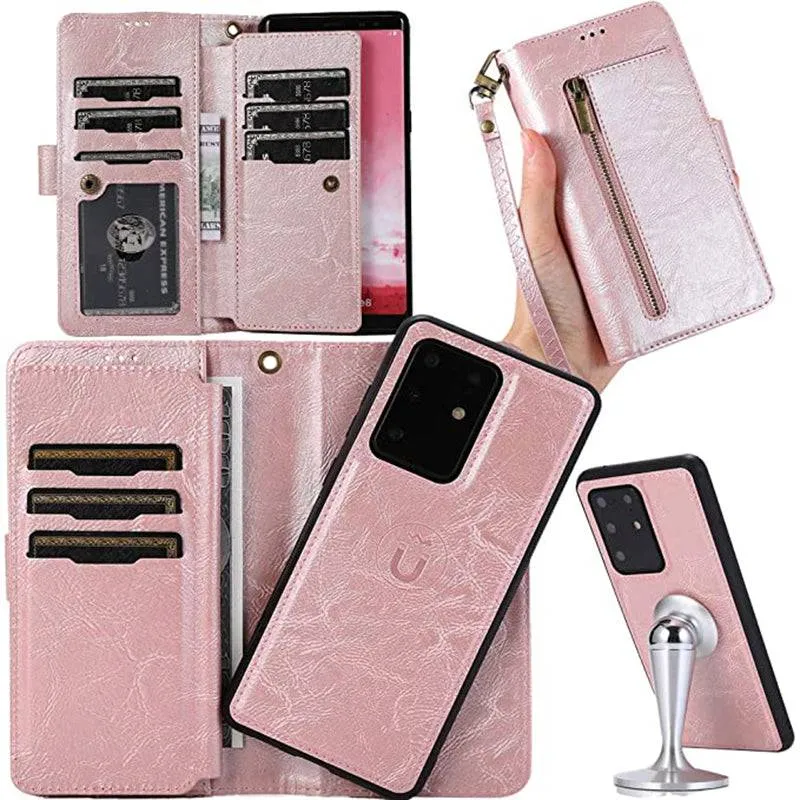 Detachable Flip Folio Zipper Purse Phone Case for Samsung S20 Series