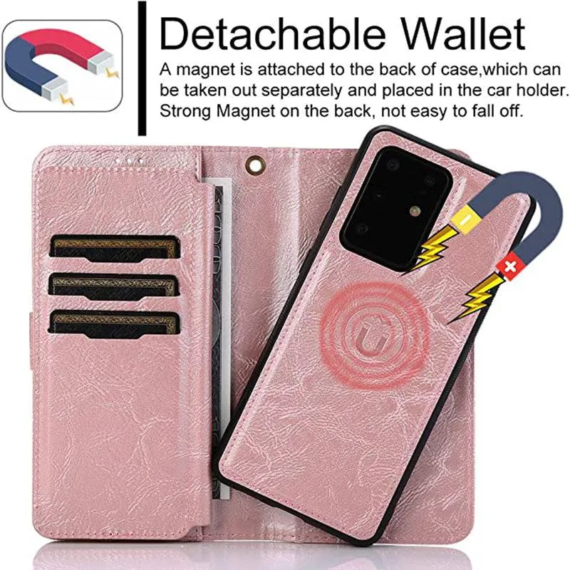 Detachable Flip Folio Zipper Purse Phone Case for Samsung S20 Series