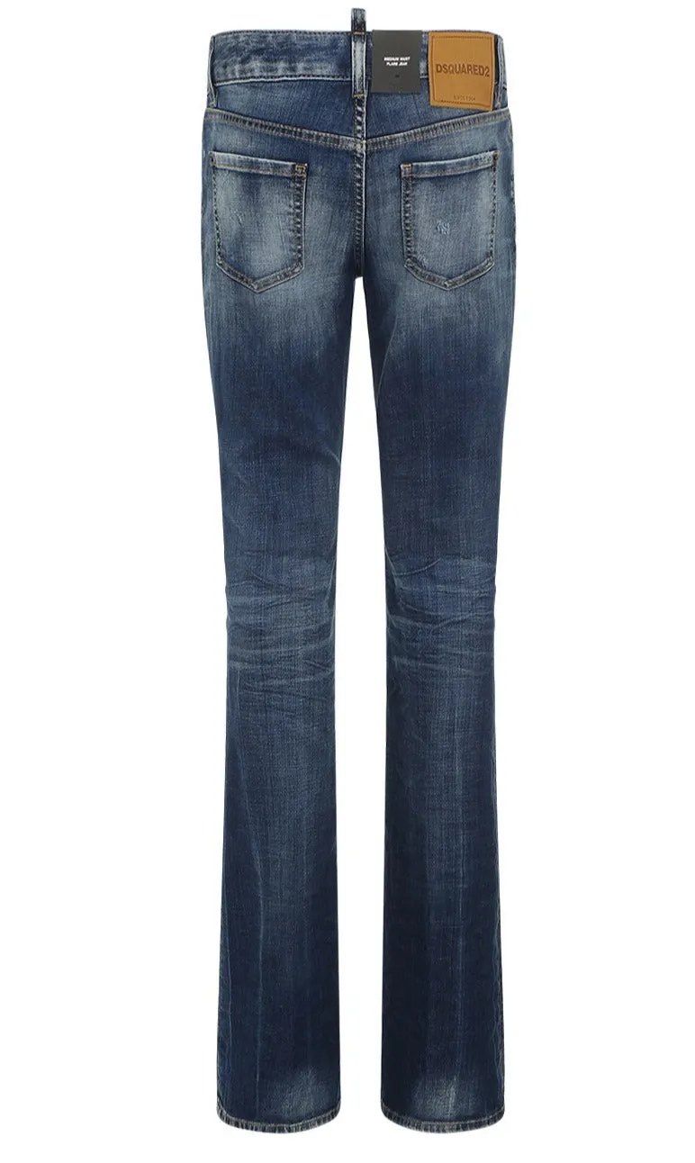 Dsquared2 Logo-Patch Distressed Flared Jeans