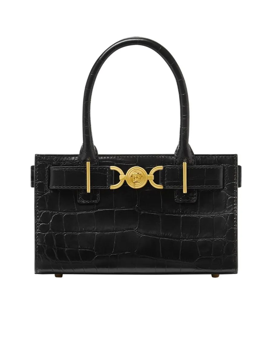 Embossed Crocodile Effect Medusa Handbag