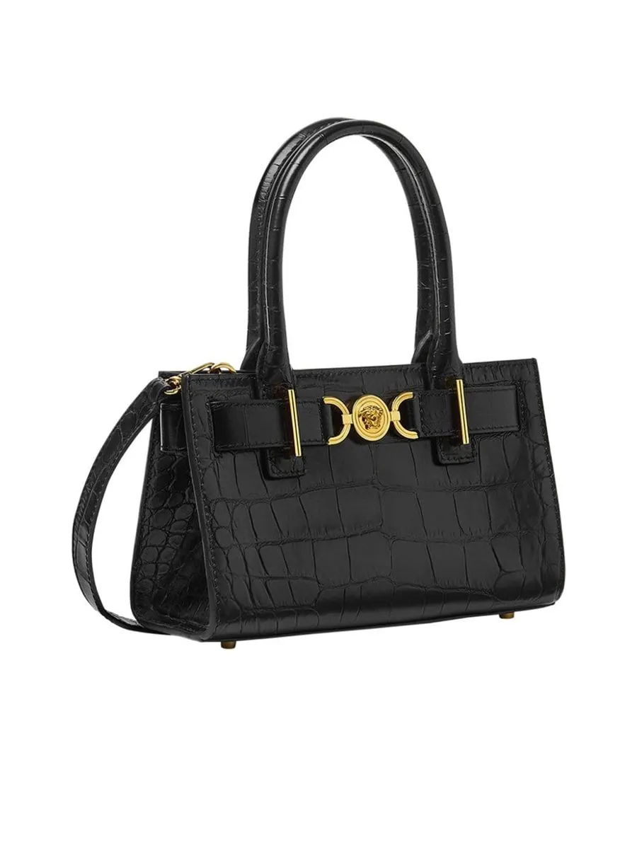 Embossed Crocodile Effect Medusa Handbag