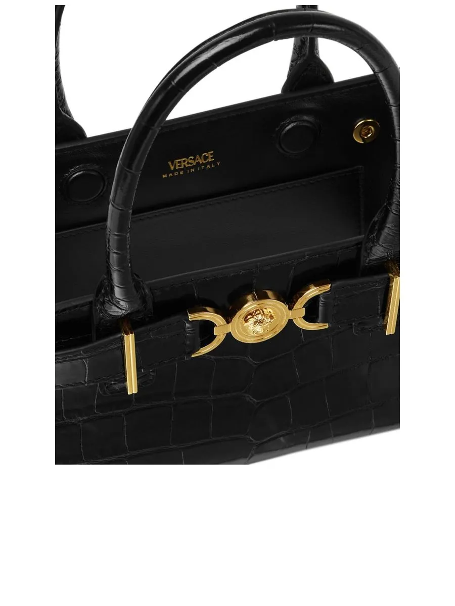 Embossed Crocodile Effect Medusa Handbag