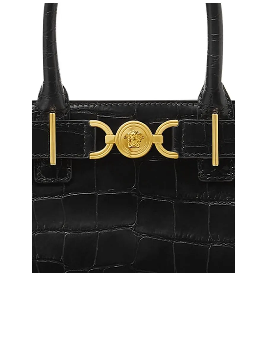 Embossed Crocodile Effect Medusa Handbag