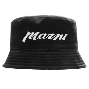 Embroidered Logo Bucket Hat - Black