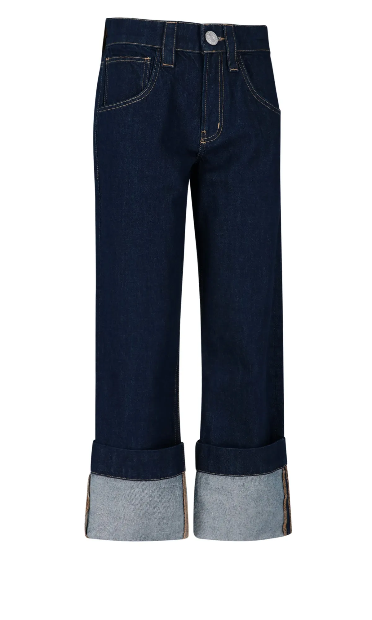 Frame Mid-Rise Turn-Up Hem Jeans