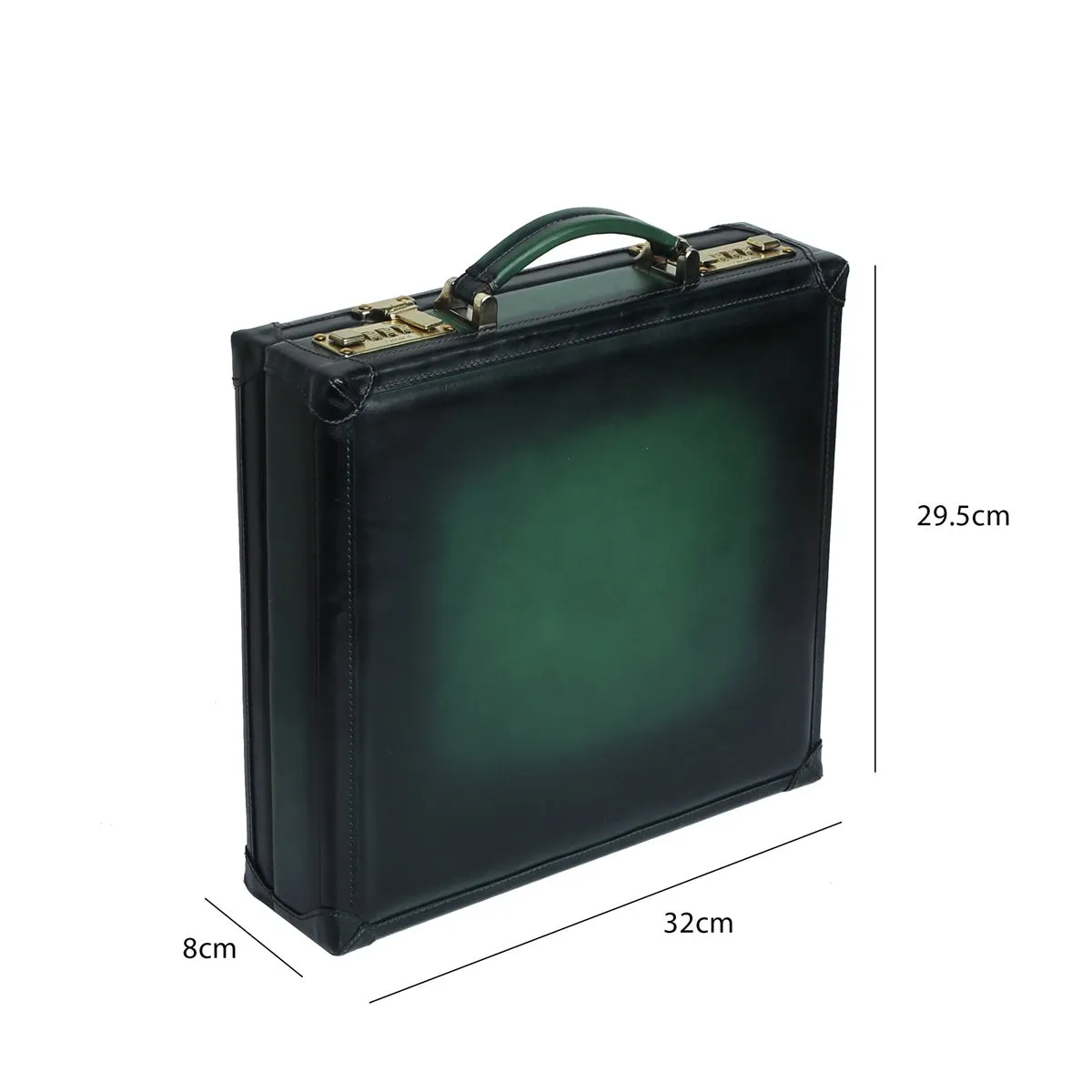 Green Hand Painted Leather 12 Wrist Watch Carry Briefcase by Brune & Bareskin