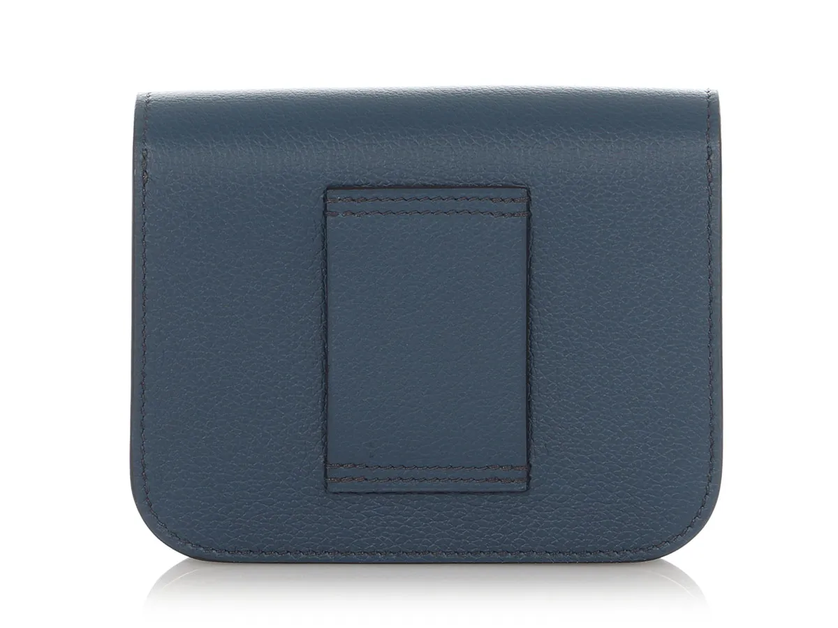 Hermès Bleu Nuit Evercolor Constance Slim Wallet Gold Hardware, 2023