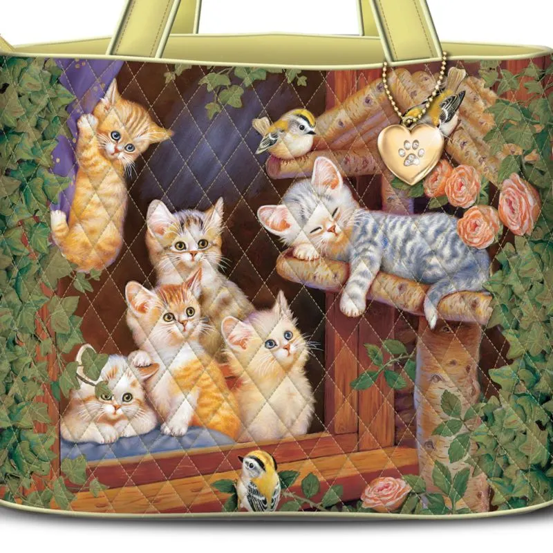 Jürgen Scholz 'Spring Surprise' Cat Quilted Tote