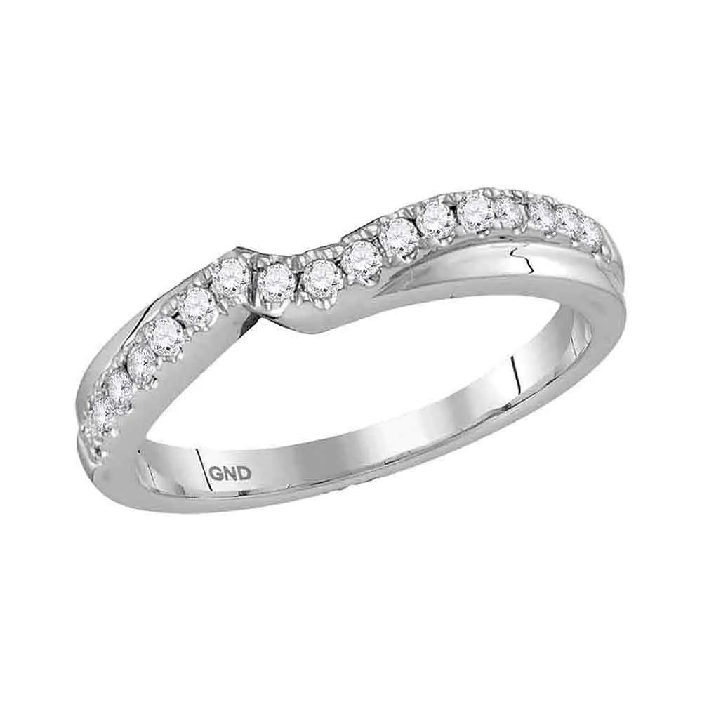 Keene Jewelers 14kt White Gold Womens Round Diamond Contour Wrap Enhancer Wedding Band 1/4 Cttw