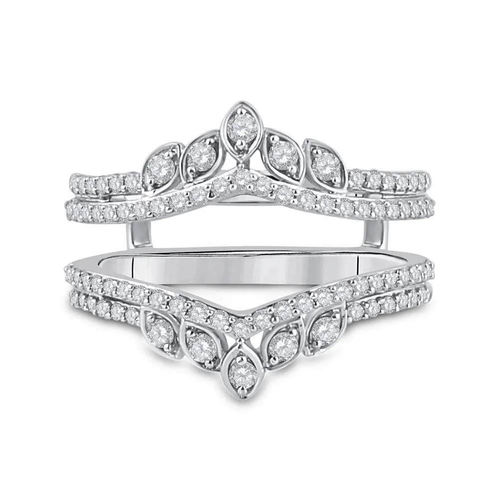 Keene Jewelers 14kt White Gold Womens Round Diamond Wedding Wrap Ring Guard Enhancer 5/8 Cttw