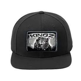 KINGZ 01-02 Designer Flat Brim Baseball Cap with Rectangle Leather Patch